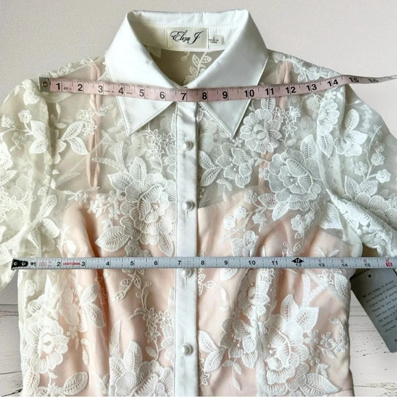 ELIZA J Fit & Flare All Over Floral Lace Dress  in White Size 2 - Picture 9 of 13